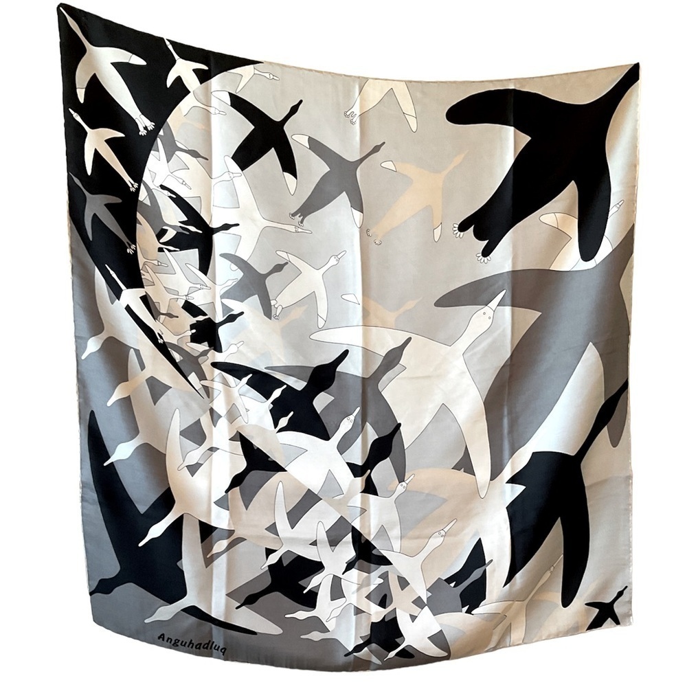 Vintage Luc ANGUHADLUQ “Flying Geese” Silk Scarf Part of Italian Series,